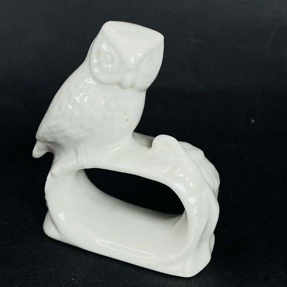4 Ceramic White Porcelain Owl Bird Napkin Rings Holders Rings Vintage Ardalt - Picture 3 of 12